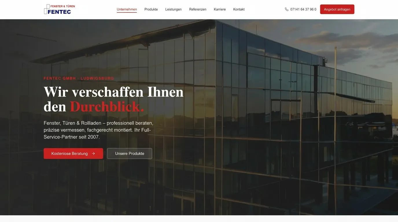 Fentec GmbH – Webdesign-Projekt für ein Industrieunternehmen