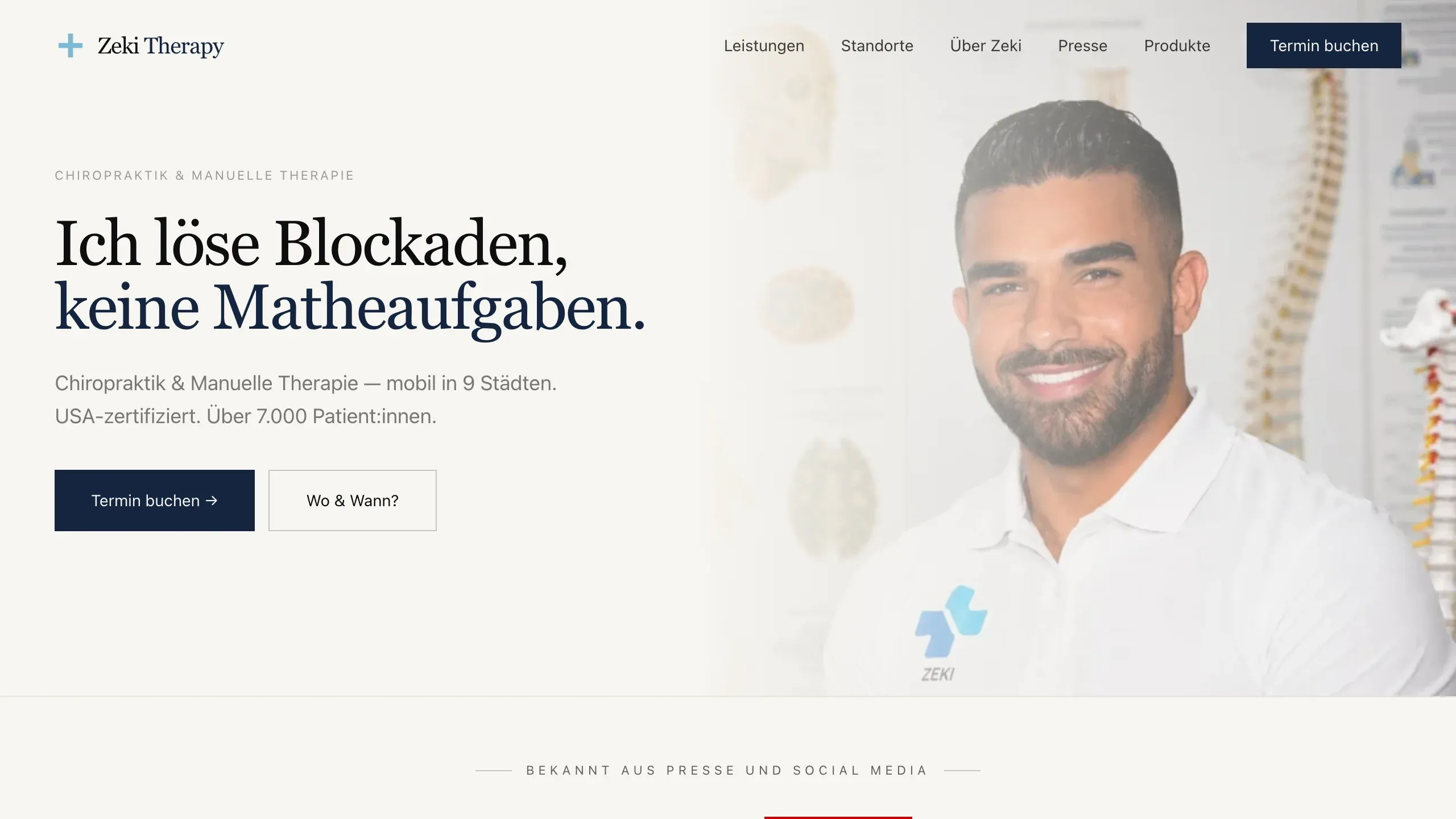 Zeki Therapy – Webdesign-Projekt für eine Physiotherapie-Praxis